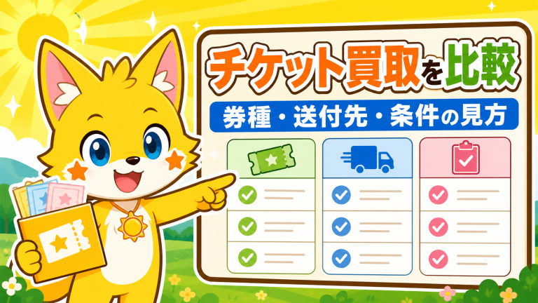チケット買取を比較する前に確認したいこと｜券種・送付先・条件の見方 アイキャッチ